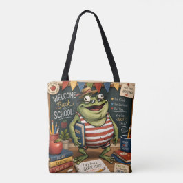 Bolsa Tote Sapo de Volta às Aulas PNG, Decoração de Sala de A