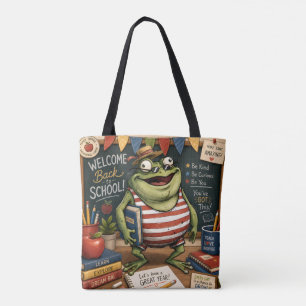 Bolsa Tote Sapo de Volta às Aulas PNG, Decoração de Sala de A