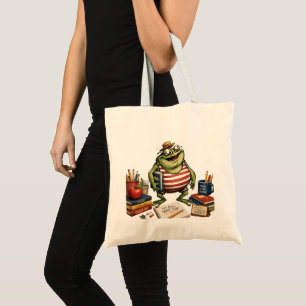 Bolsa Tote Sapo de Volta às Aulas PNG, Decoração de Sala de A
