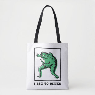 Bolsa Tote Sapo Engraçado com Faca – Meme "Discordo Totalment