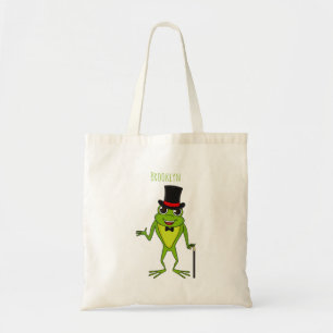 Bolsa Tote Sapo engraçado com um desenho de chapéu superior
