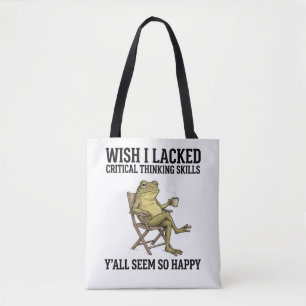Bolsa Tote Sapo Engraçado Pensamento Crítico Citação Humor Sa