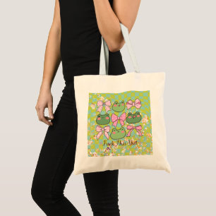 Bolsa Tote Sapo Engraçado Retro Amantes Verde Groovy