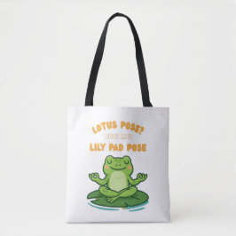 Bolsa Tote Sapo Engraçado Yoga Cartoon Lotus Lily Pad Design