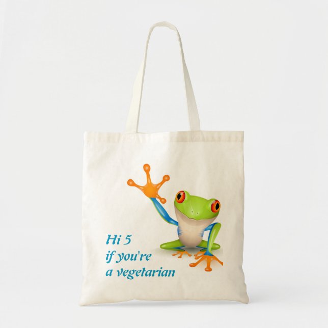 Bolsa Tote Sapo Hi5 para o saco do vegetariano (Frente)