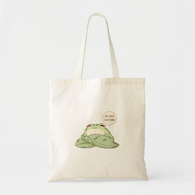 Bolsa Tote Sapo Kawaii de Não Perturbe Dormindo Design (Frente)