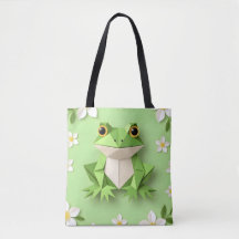 Bolsa Tote Sapo Origami Verde – Natureza Fofo-Insp