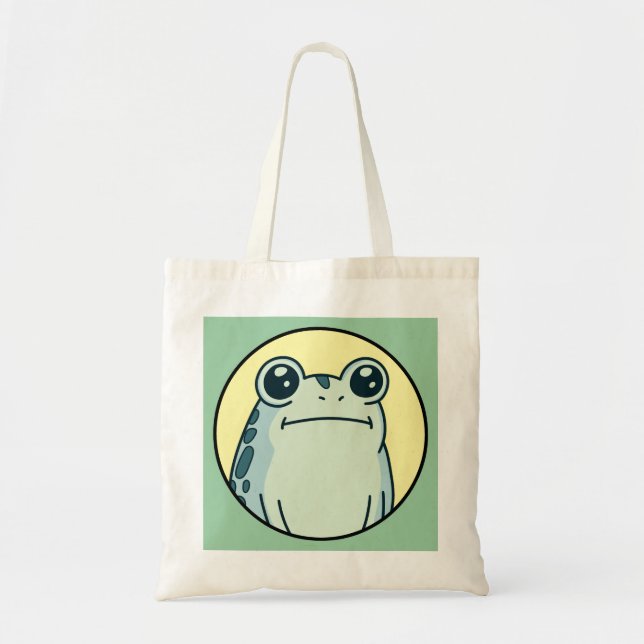 Bolsa Tote Sapo Rã Verde Engraçado Sem Expressão  (Frente)