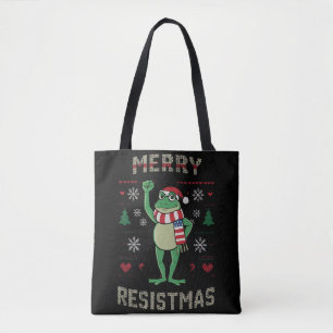 Bolsa Tote Sapo Retro Feliz Resistmas Engraçado Político Feio