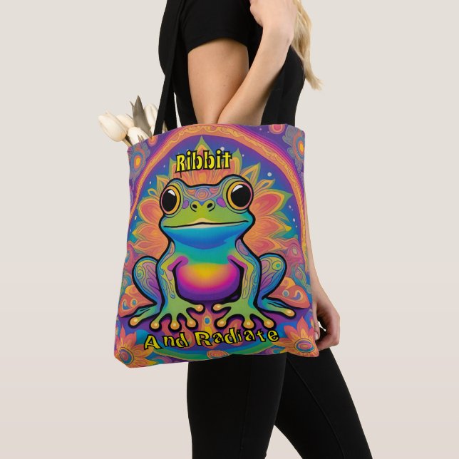 Bolsa Tote Sapo Ribbit e Radiate Boho - Boho Psicedélico (Close Up)