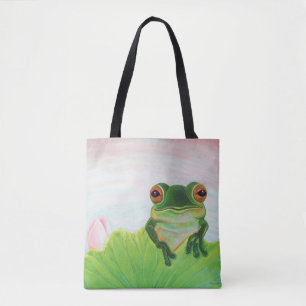 Bolsa Tote Sapo Verde Relaxando na lagoa