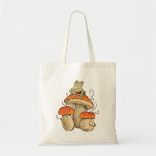 Bolsa Tote Sapo Vintage com Cogumelos Cottagecore
