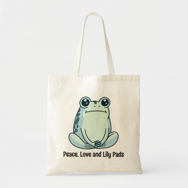 Bolsa Tote Sapo Zen Paz Amor E Folhas De Nenúfar (Frente)