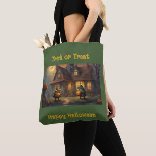 Bolsa Tote Sapos com jac-o-lanterns Halloween DocesouTravessu