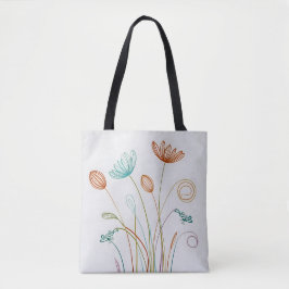 Bolsa Tote Sapos e flores para caligrafia minimalista