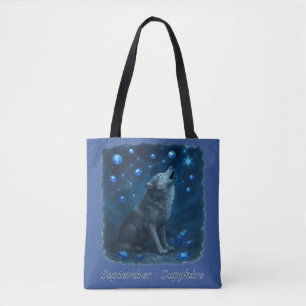 Bolsa Tote Sapphire de setembro - Lobo Celestial