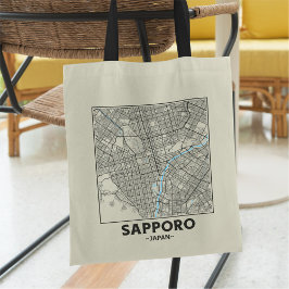 Bolsa Tote Sapporo, Japan, City Map Tote Bag