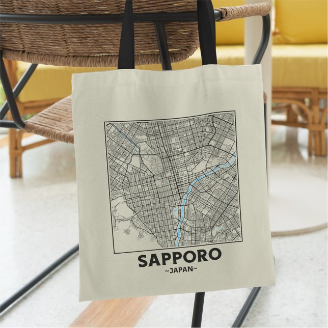 Bolsa Tote Sapporo, Japan, City Map Tote Bag (Criador carregado)