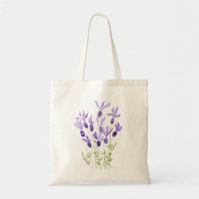 Bolsa Tote saquinho de toalha de lavanda francês roxo (Frente)