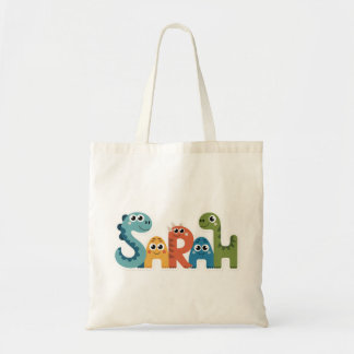 Bolsa Tote Sarah Dinosaur Nome Cute Dino Letters Design