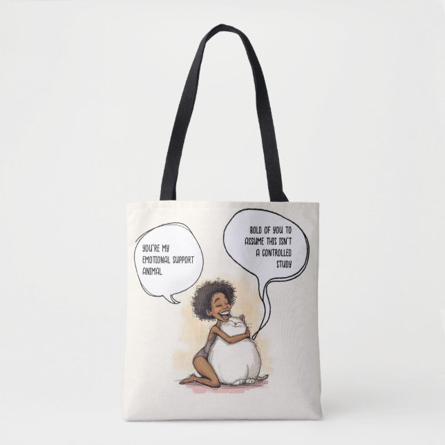 Bolsa Tote Sarcastic Introvert Emotional Support Cat Quote (Frente)