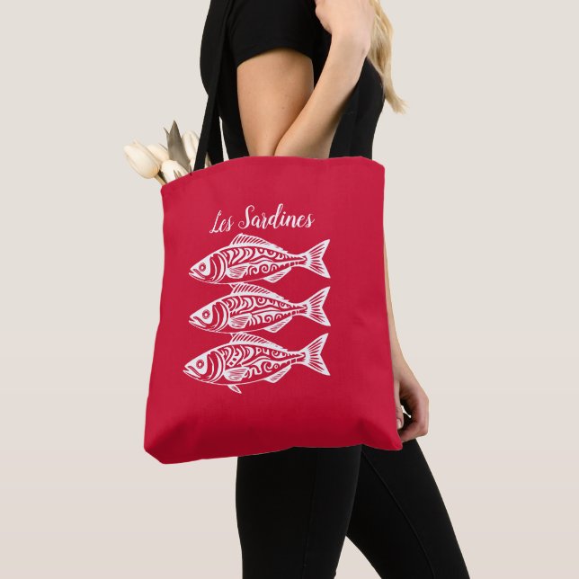 Bolsa Tote Sardines-Cherry Red Hawaiian (Close Up)