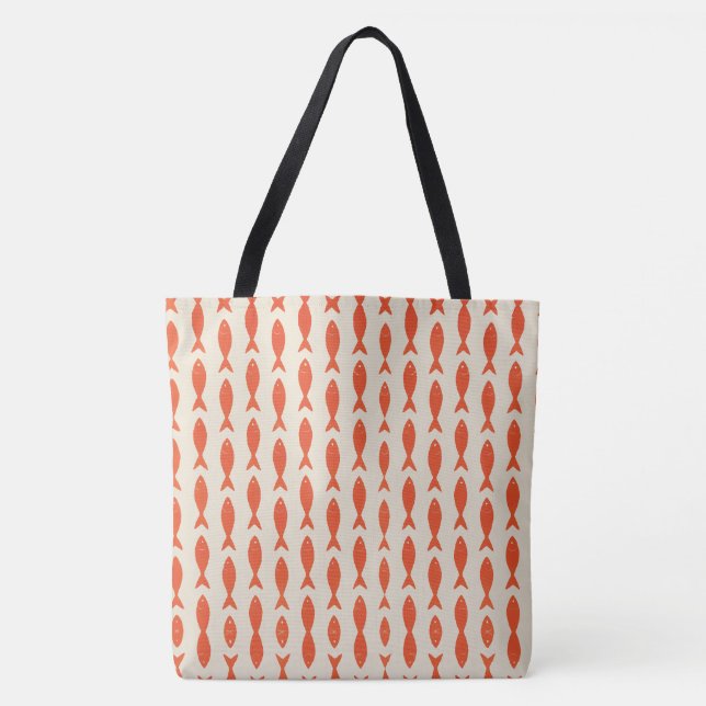 Bolsa Tote Sardinha Vermelha Peixe Verão  (Frente)