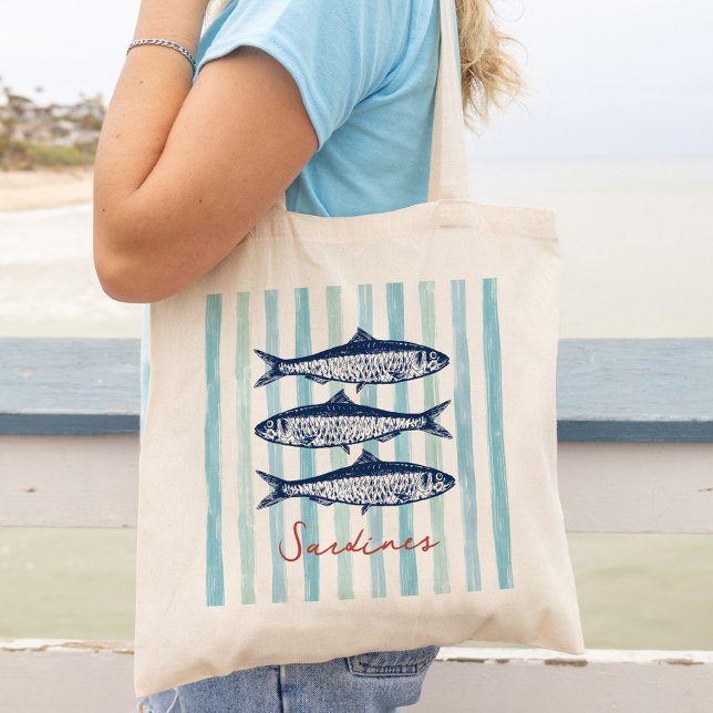 Bolsa Tote Sardinhas com estética do pescador (Criador carregado)