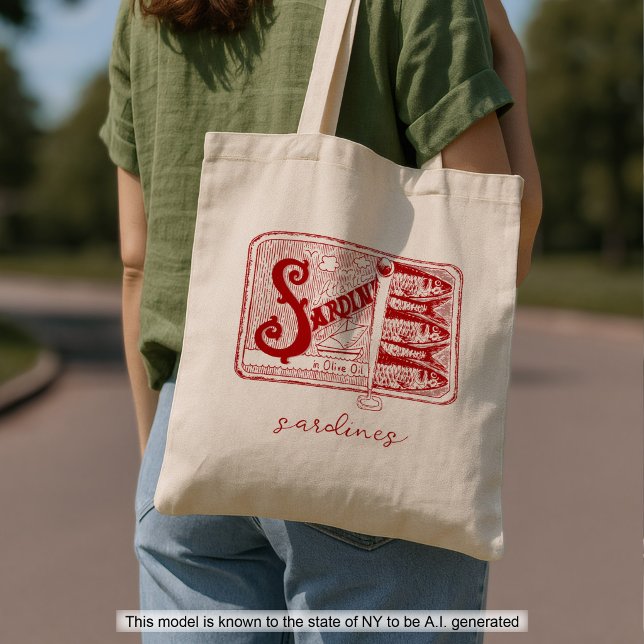 Bolsa Tote Sardinhas Peixe Enlatado Estética de Pescador (Criador carregado)