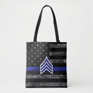 Bolsa Tote Sargento Stripes Thin Blue Line Sinalizador de Dis
