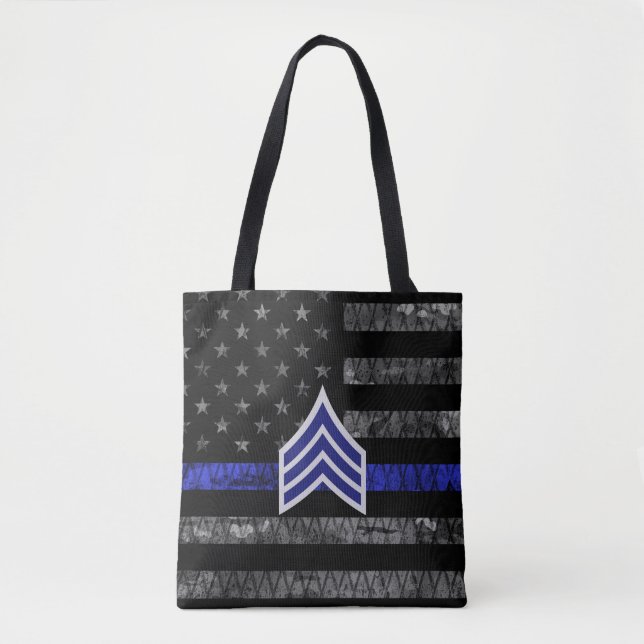 Bolsa Tote Sargento Stripes Thin Blue Line Sinalizador de Dis (Frente)