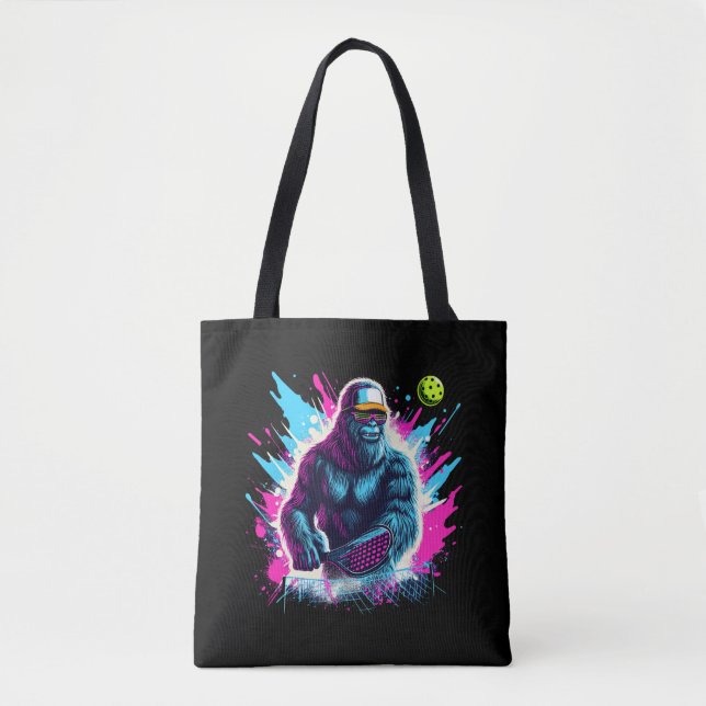 Bolsa Tote Sasquatch Jogando Pickleball 2, 1980 (Frente)
