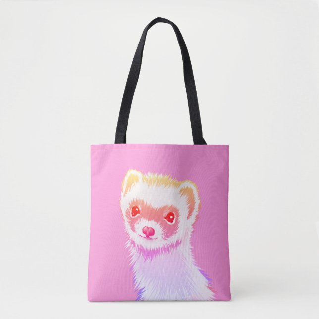 Bolsa Tote Sassy Ferret Em Cores Do Arco-Íris (Frente)