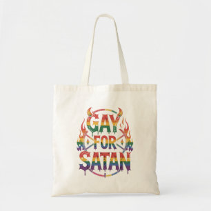 Bolsa Tote Satã de granizo Arco-Íris Baphomet Diabo Goat LGBT