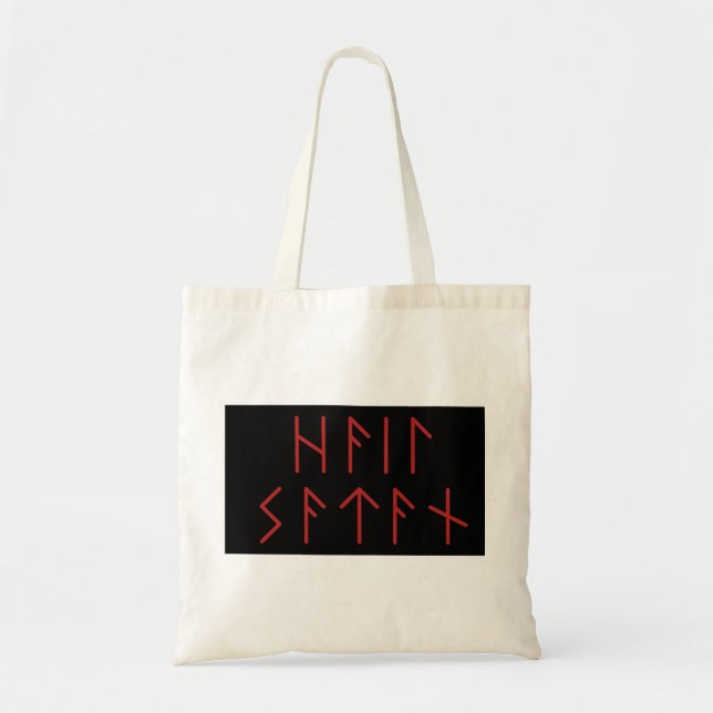 Bolsa Tote Satã de granizo do Velho Vermelho Escuro Futhark (Frente)