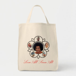 Bolsa Tote Sathya Sai Baba - Retrato sobre Saco de Algodão Or