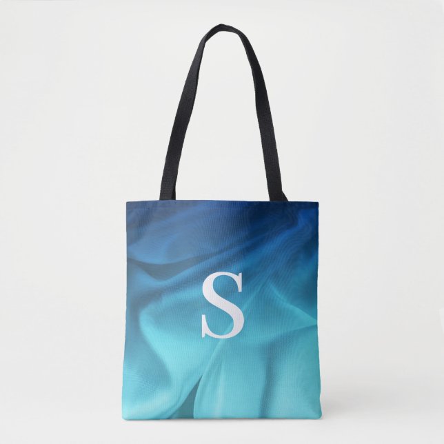 Bolsa Tote Satin Azul Monograma (Frente)