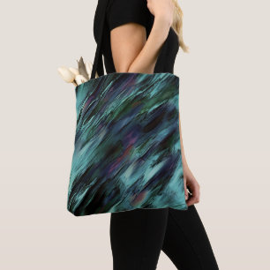 Bolsa Tote Satin manchado de preto a ciano, e manchas vermelh