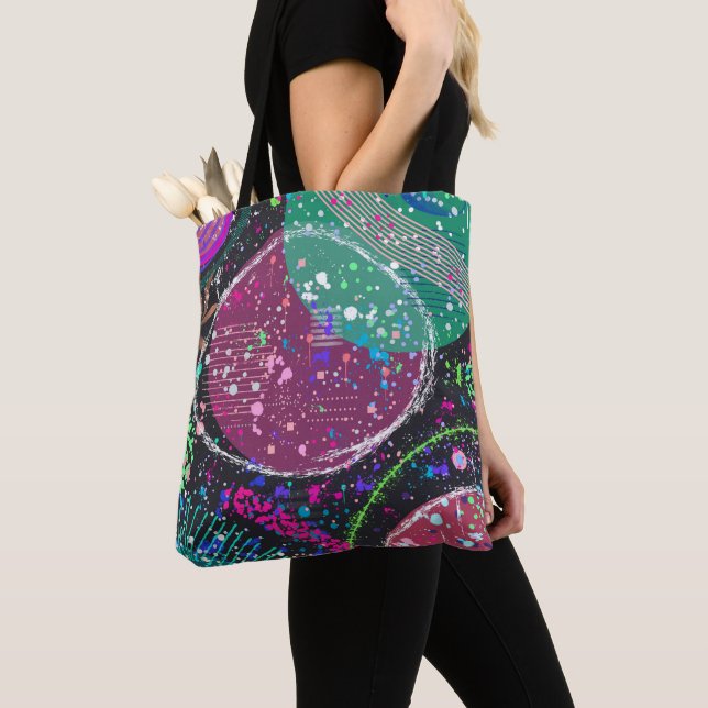 Bolsa Tote Saturn’s Rings: Maximalist Abstract Art  (Close Up)
