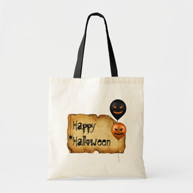 Bolsa Tote Saudação de Bergaminho Antigo de Halloween (Frente)