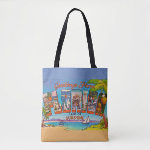 Bolsa Tote Saudações Coloridas Vintage Flórida