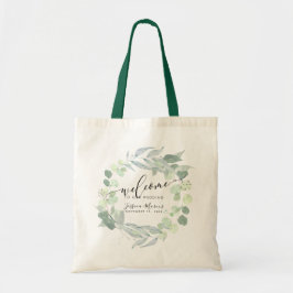 Bolsa Tote Saudações de Eucalipto Blue Gum em Aquarela Verde