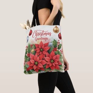 Bolsa Tote Saudações de Natal, desenho festivo de feriado,