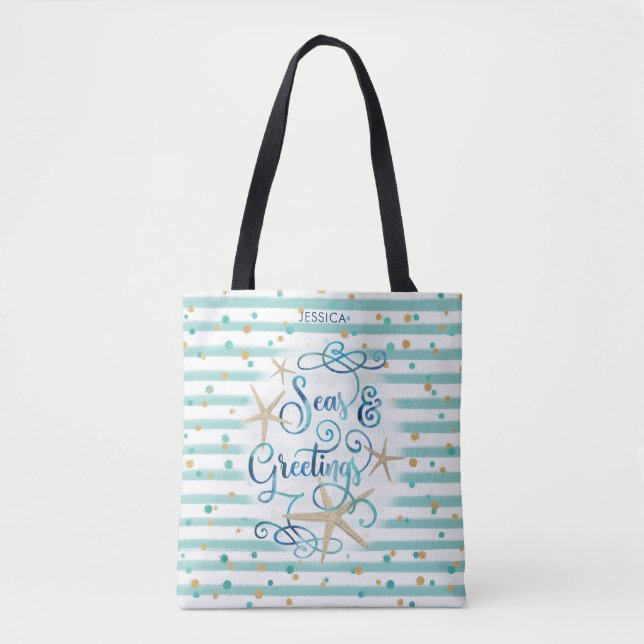 Bolsa Tote "Saudações do SEAson" Tropicais Rasgos e Pontos (Frente)