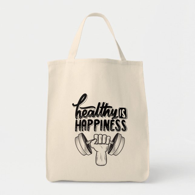 Bolsa Tote Saudável é motivação de ginásio de felicidade desi (Frente)