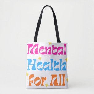 Bolsa Tote : 'Saúde Mental Para Todos' Tipografia Retro