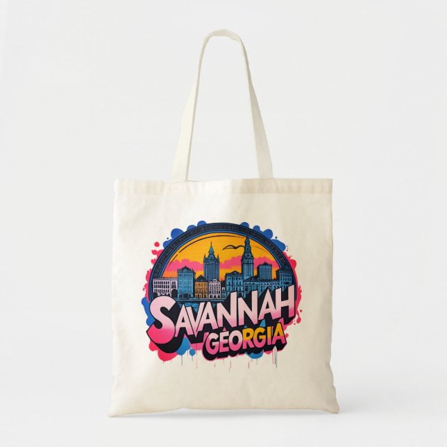 Bolsa Tote Savannah Georgia Skyline (Frente)
