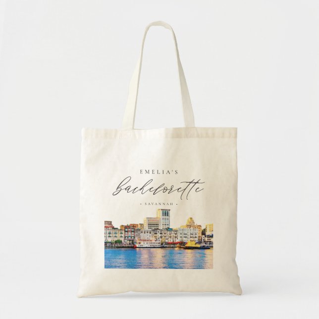 Bolsa Tote SAVANNAH Georgia Skyline Bachelorette (Frente)