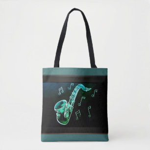 Bolsa Tote Saxofone E Notas De Música
