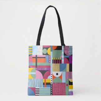 Bolsa Tote Scandinávia Colorida: Mistura De Padrões Cheerful.